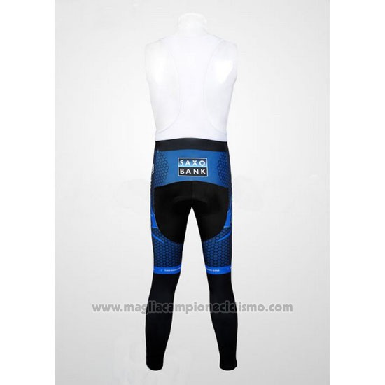 2012 Abbigliamento Ciclismo Saxo Bank Blu e Nero Manica Lunga e Salopette